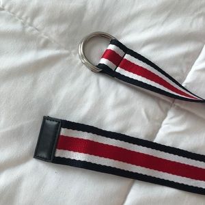 Garage Striped Canvas D-Ring Belt